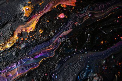 Abstrakte Galaxie-Textur: Opaleszierende Farben auf Schwarz